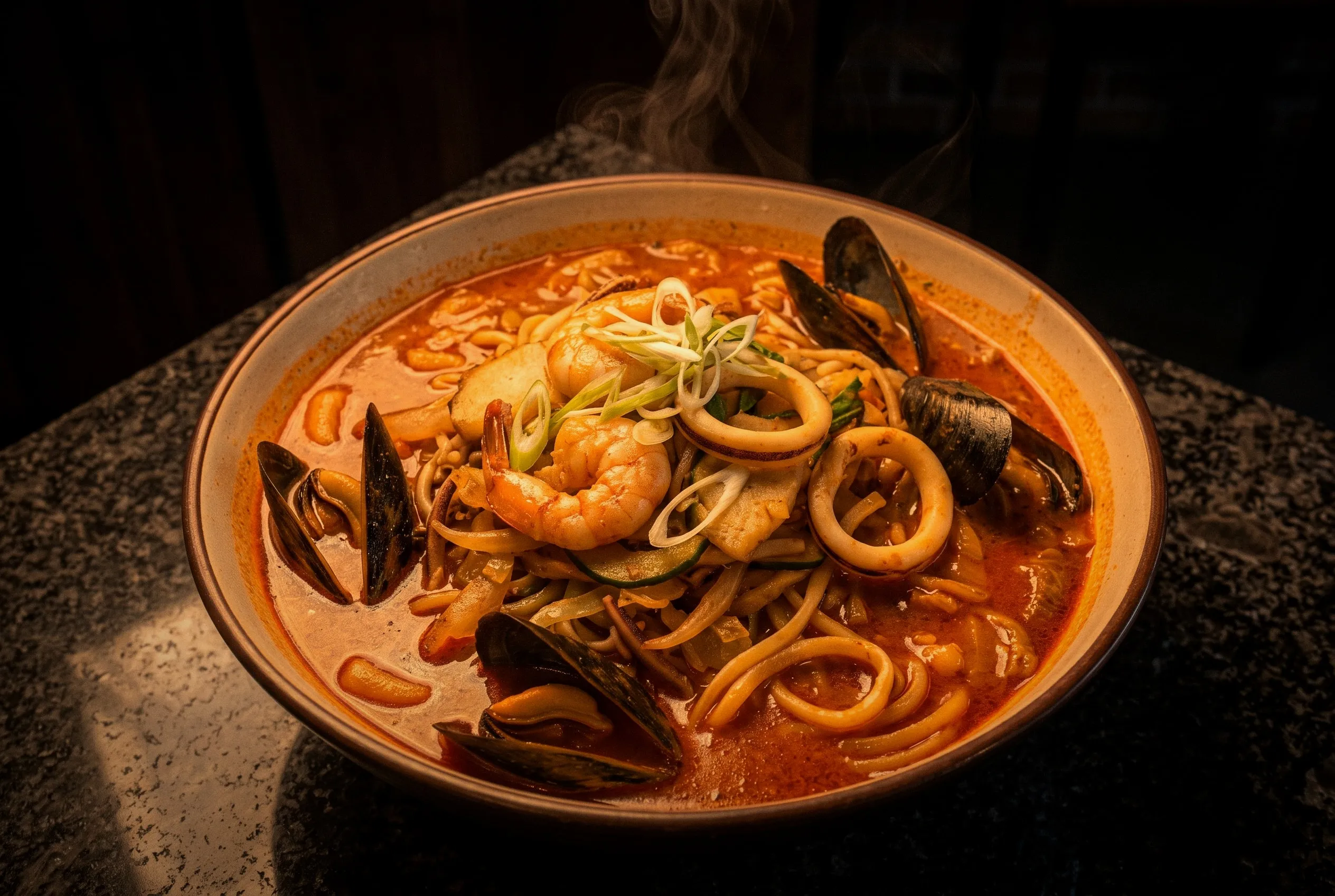 Bol de jjamppong aux fruits de mer